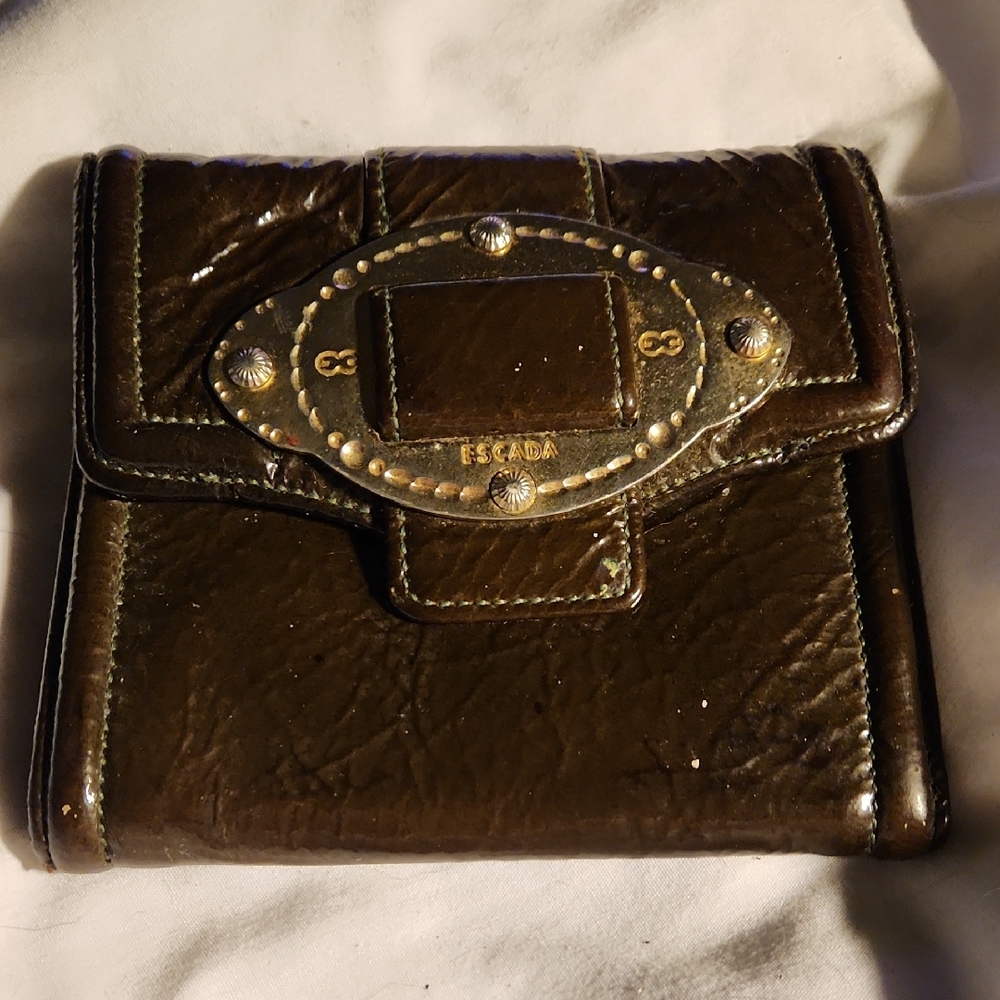 Escada Taupe Patent Leather Wallet